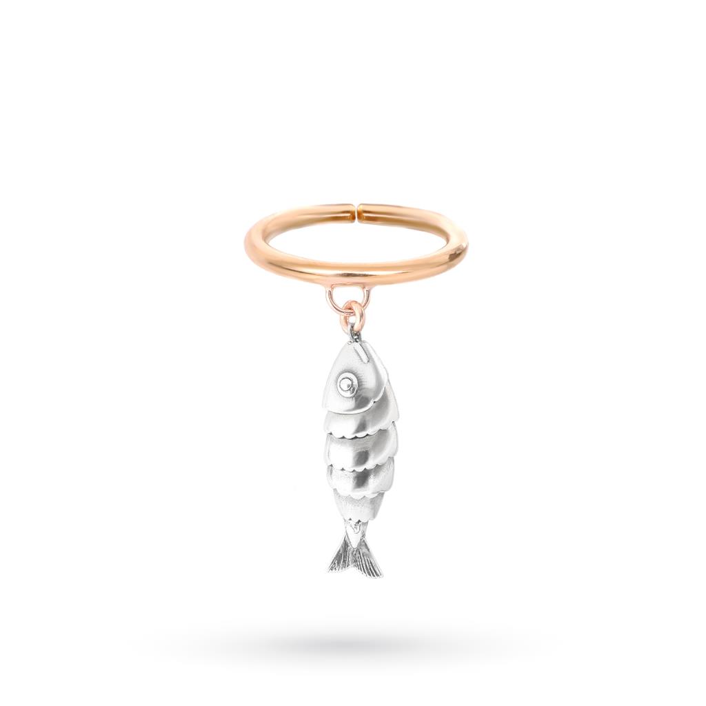 Carp ring pendant in pink and burnished silver - MAMAN ET SOPHIE