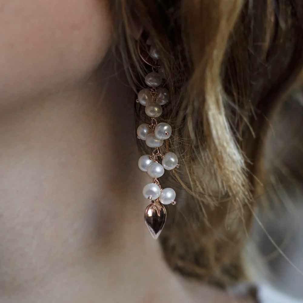  Orecchini donna pendenti Enjoy in argento perle e cuore - MARIA CRISTINA STERLING