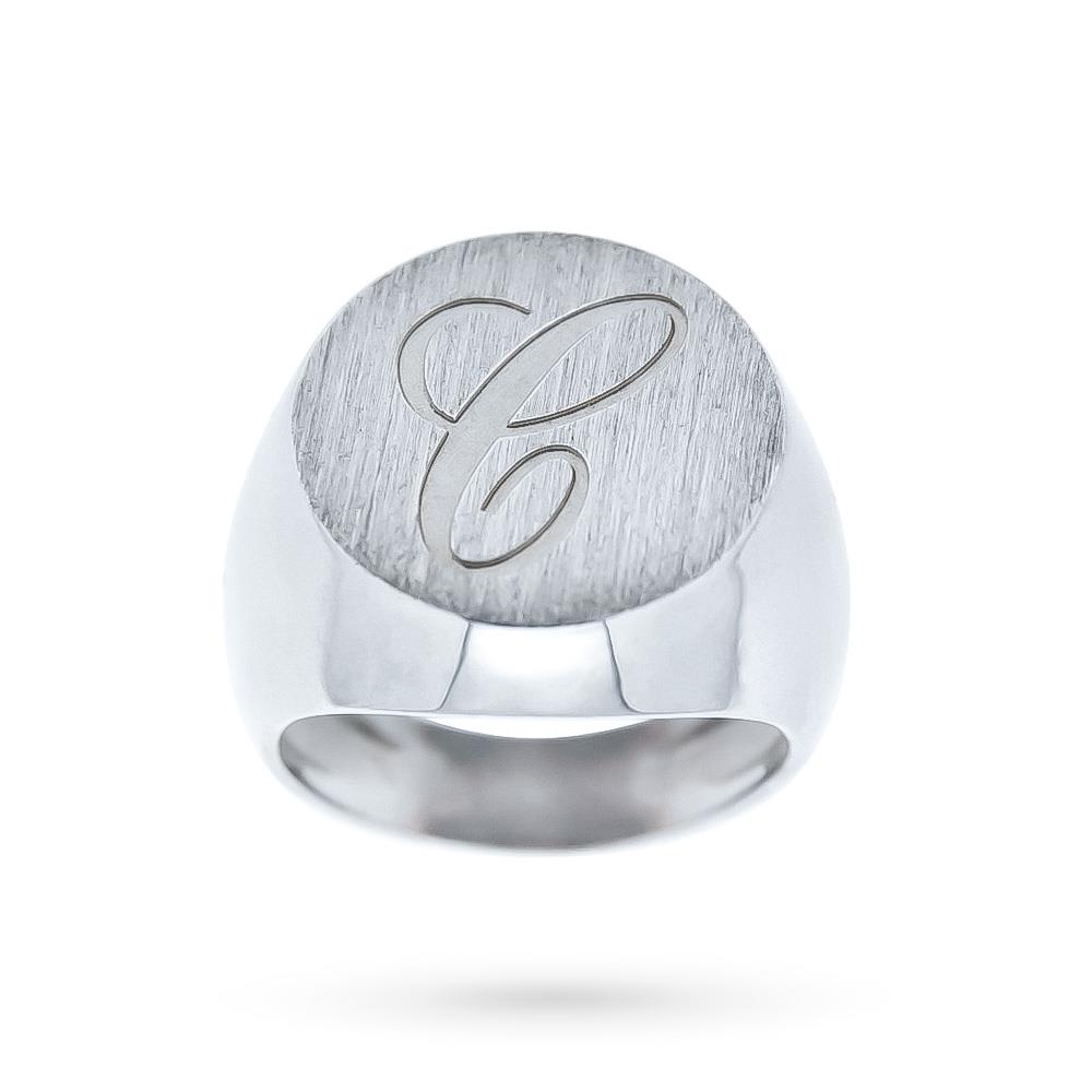 925 Sterling silver chevalier ring with C letter - ORO TREND
