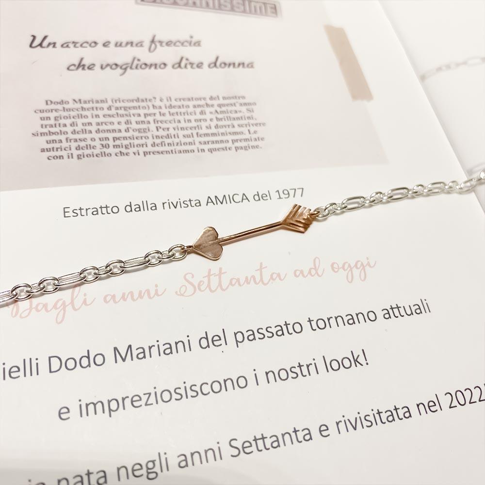  Bracciale Dodo Mariani argento freccia oro rosa 18cm - DODO MARIANI