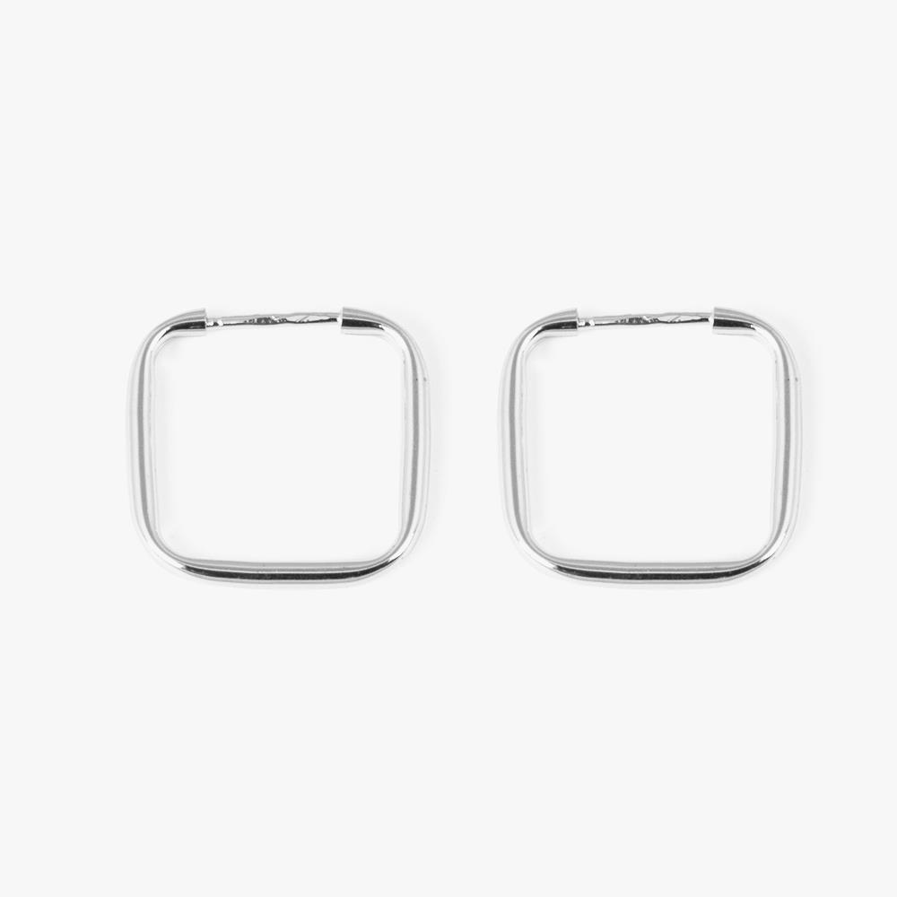 Pair of square and round wire earrings in rhodium-plated silver Nove25 - NOVE25