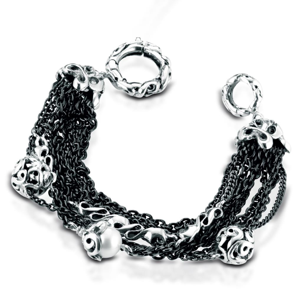 925 sterling silver bracelet with pearls - MARESCA OFFICINE ORAFE