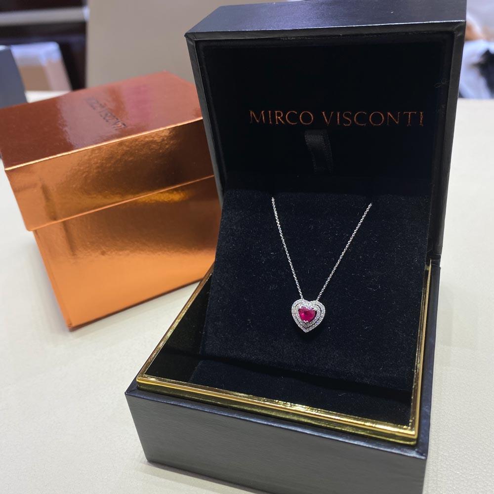  Girocollo rubino cuore 0,59ct diamanti 0,17ct Mirco Visconti - MIRCO VISCONTI