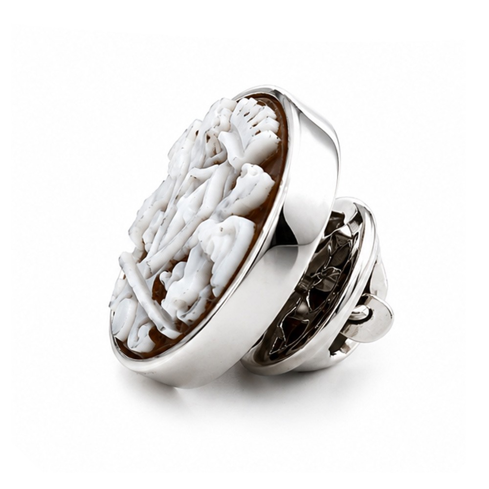  Spilla da Giacca in Argento e Cammeo con Stemma di Genova - CICALA