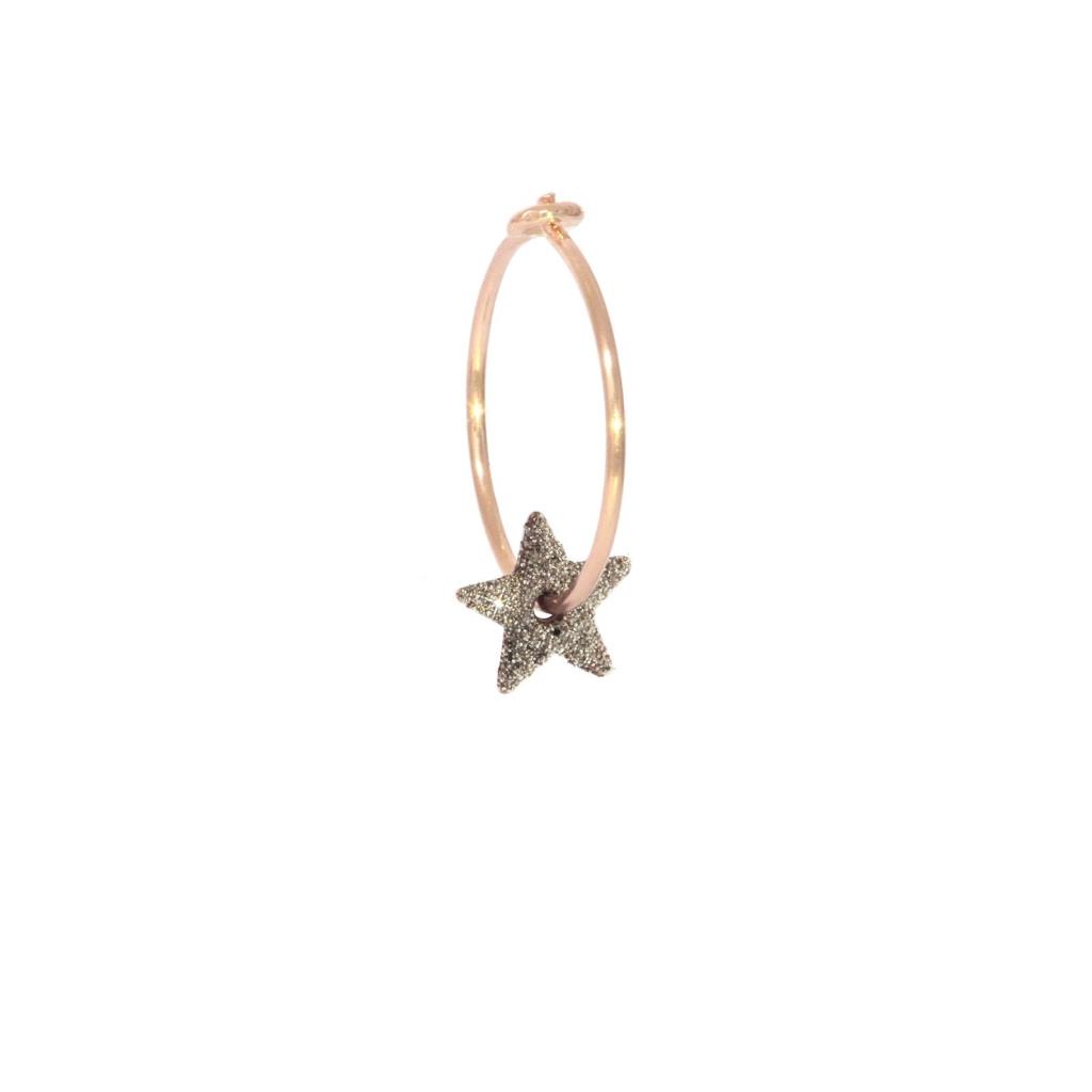 Aurum diamond star single hoop earring in 18kt rose gold - MAMAN ET SOPHIE