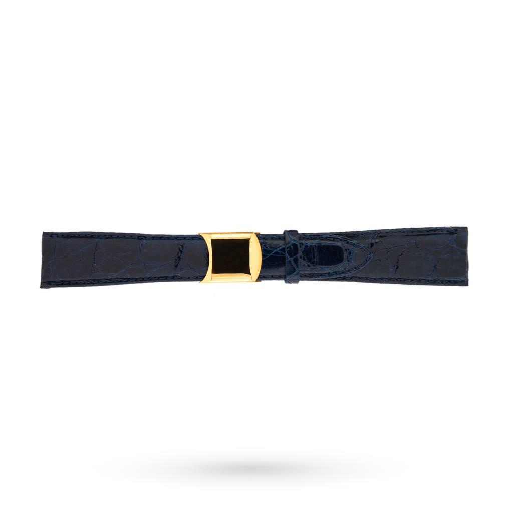 Cinturino coccodrillo blu 20-16mm fibbia deployante - BROS