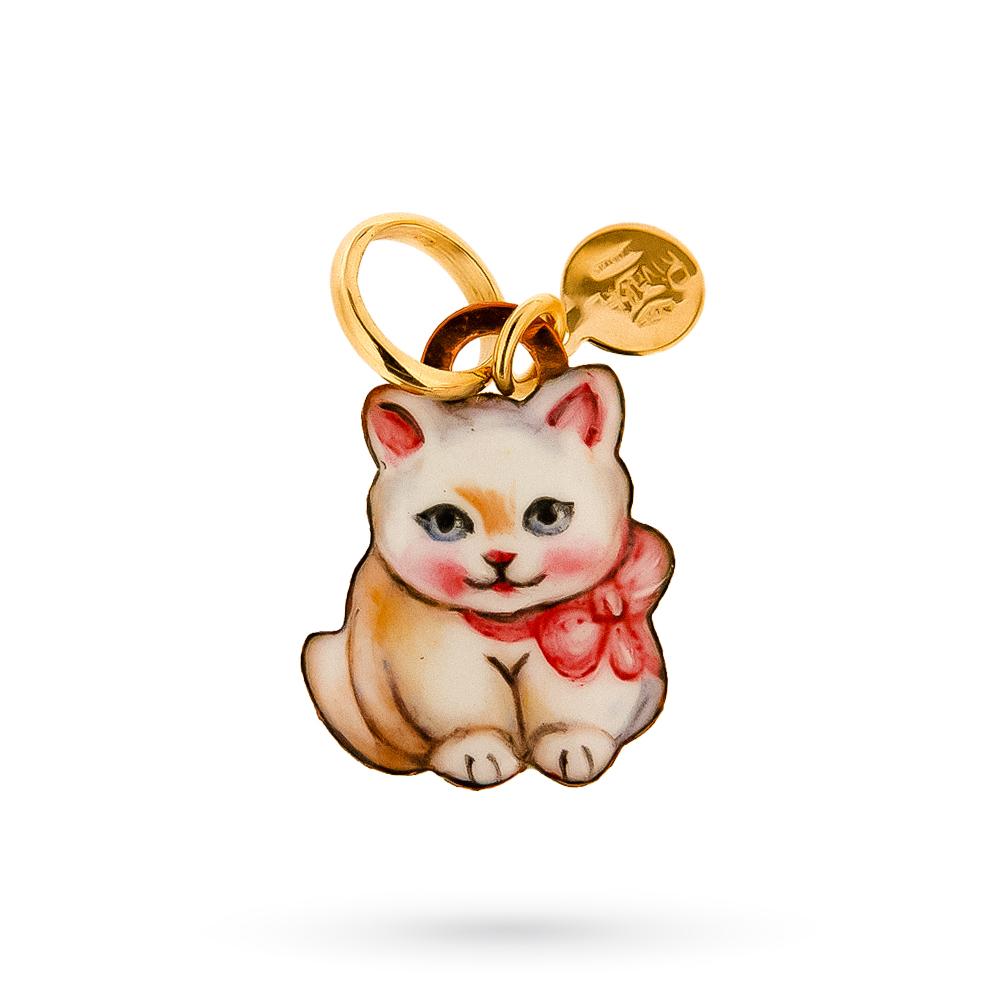 Gabriella Rivalta white cat copper gold pendant - GABRIELLA RIVALTA
