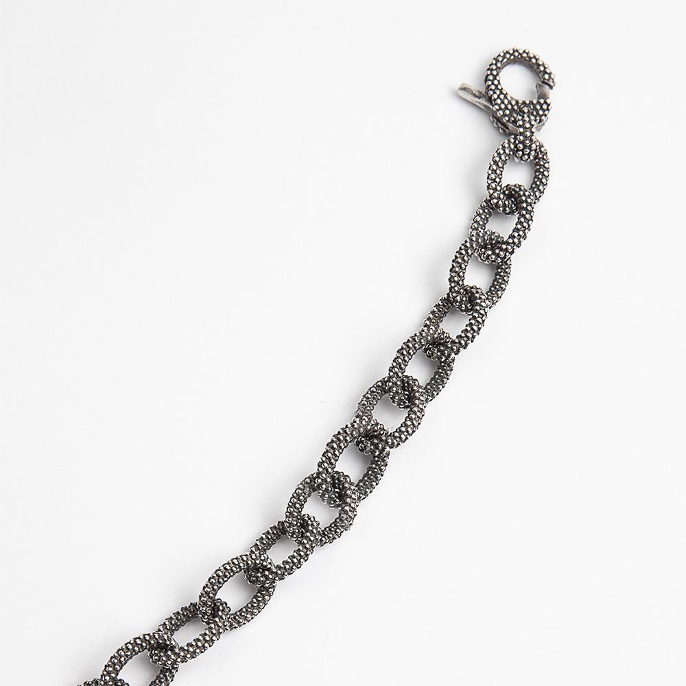 Nove25 polished burnished silver dotted oval link bracelet - NOVE25