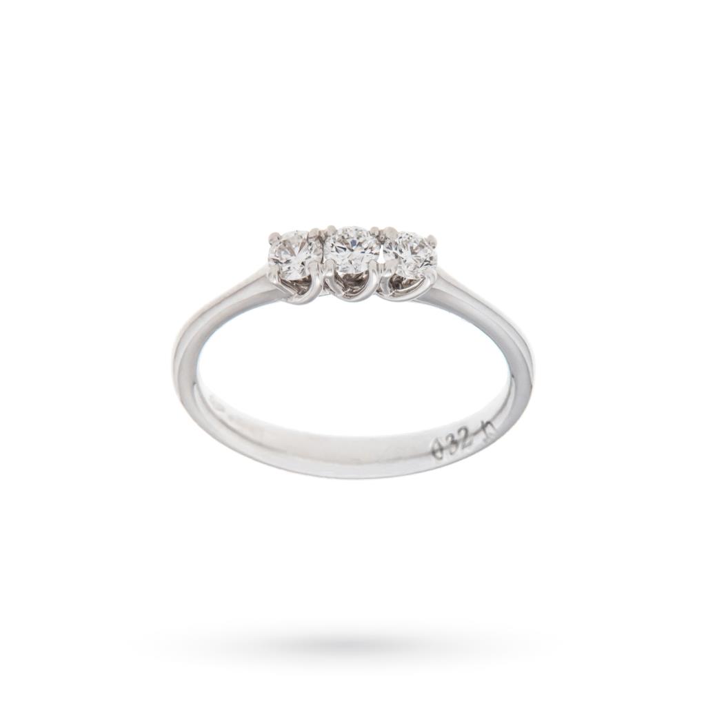 Anello trilogy oro bianco 3 diamanti 0,33ct - WORLD DIAMOND GROUP