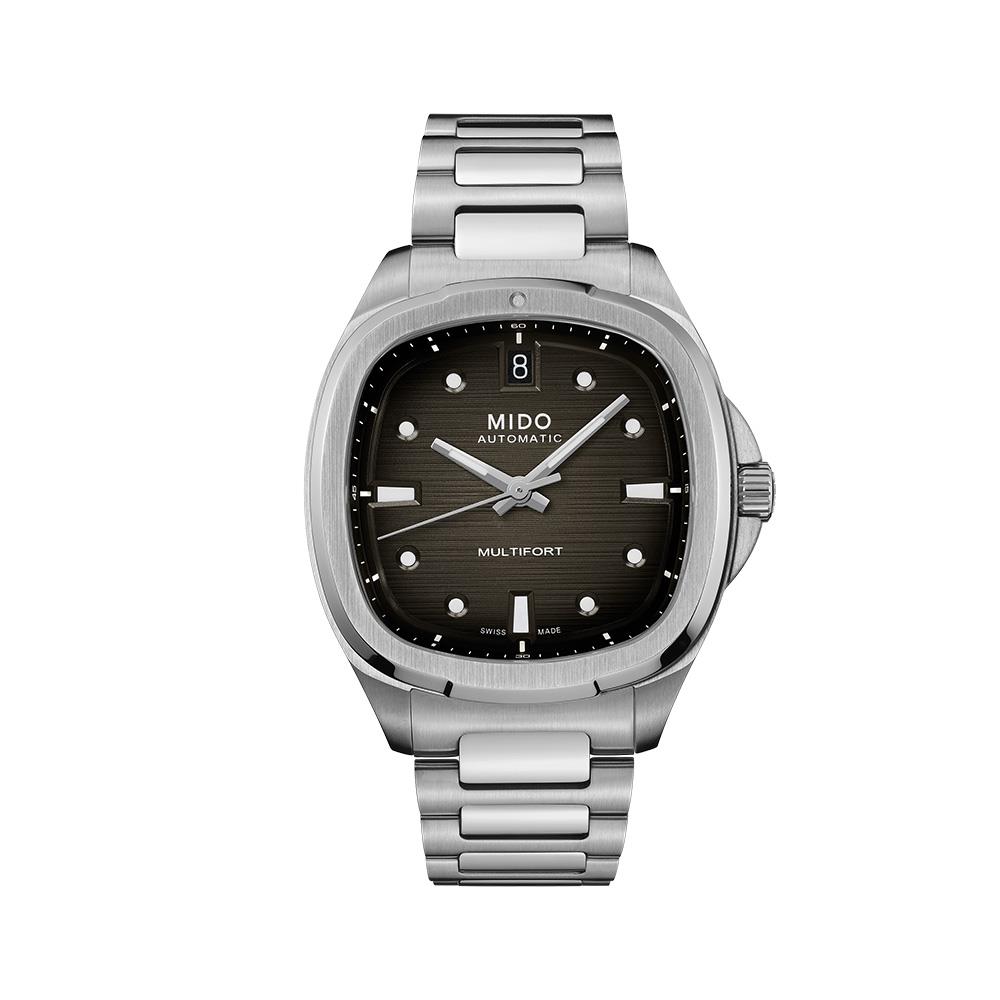 Orologio in acciaio con cassa rettangolare a forma di TV