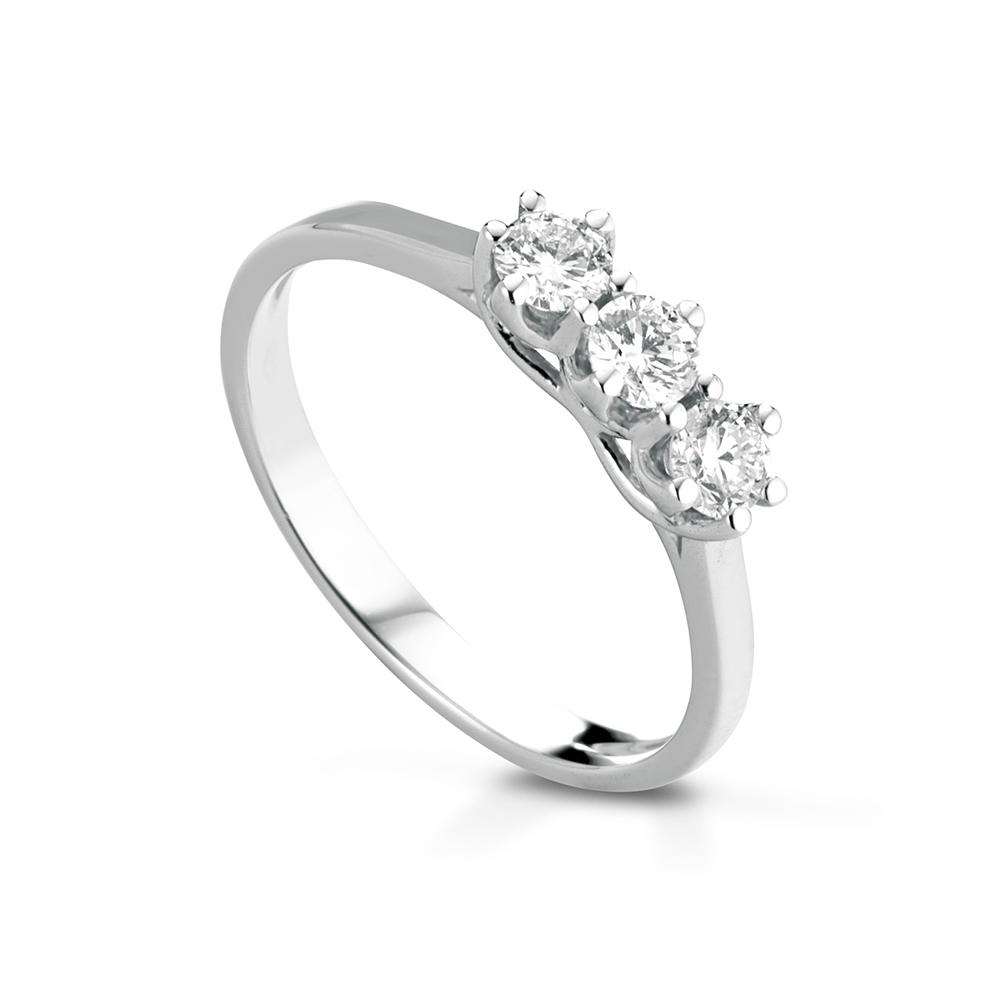 Trilogy ring in white gold with 0,30ct diamonds - LELUNE