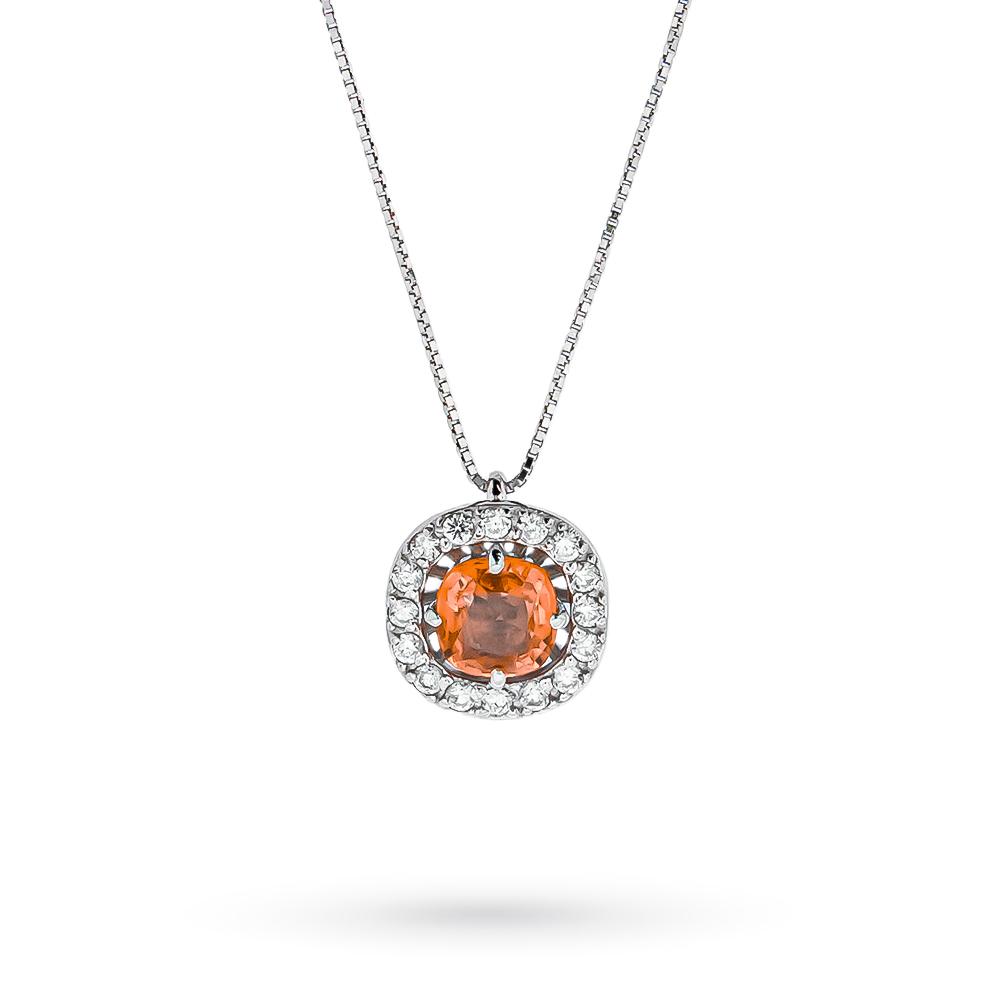 Collana zaffiro arancione 0,67ct diamanti 0,16ct Luigi Quaglia - QUAGLIA