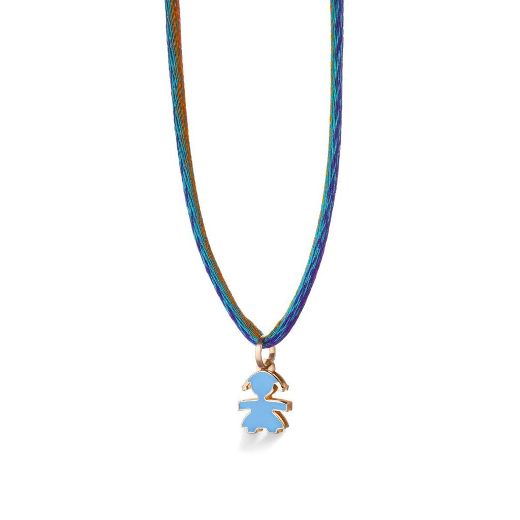 Ciondolo leBebe LBB055-IND Classici bimba oro rosa smalto indaco - LE BEBE