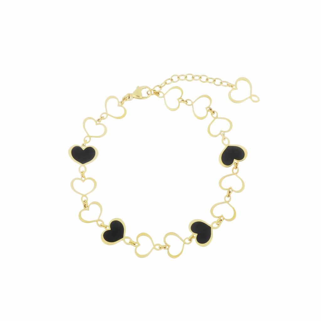 Bracciale cuori Maman traforati e smaltati nero - MAMAN ET SOPHIE