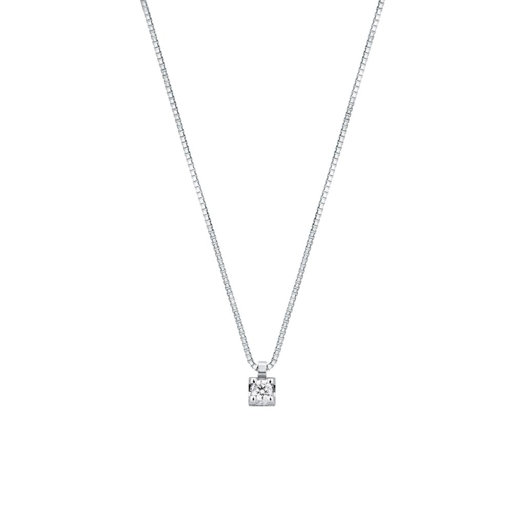 Solitaire diamond necklace in white gold 0,05ct Mirco Visconti - MIRCO VISCONTI