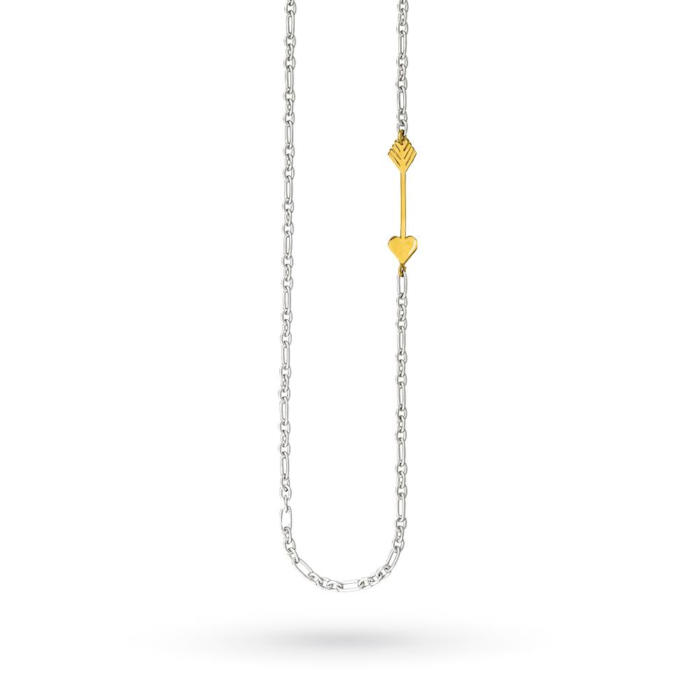 Dodo Mariani FG1KG yellow gold arrow silver necklace - DODO MARIANI