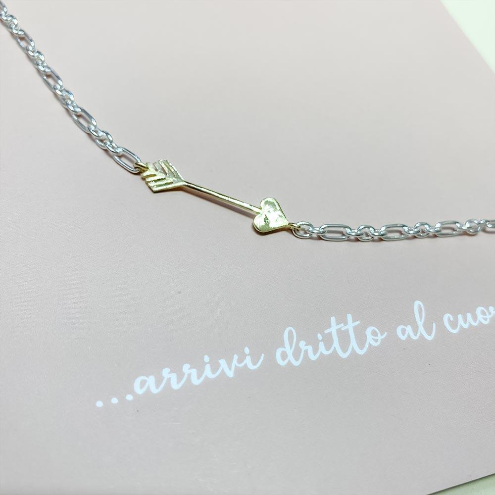  Bracciale Dodo Mariani argento freccia oro giallo 18cm - DODO MARIANI