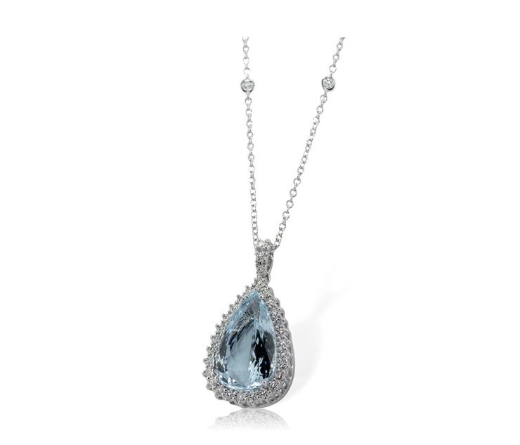 Collana con acquamarina 0,66ct contorno diamanti - MIRCO VISCONTI