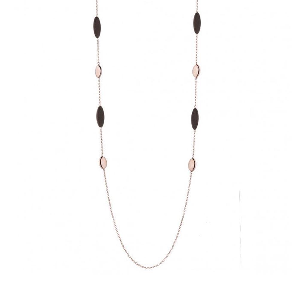 Collana lunga argento rosa pepite brown Marcello Pane - MARCELLO PANE