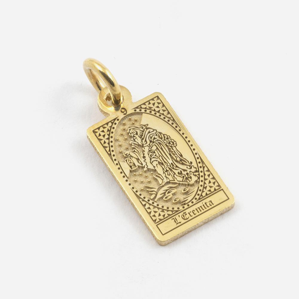 Ciondolo Carta Tarocchi L&#039;Eremita in argento dorato - NOVE25