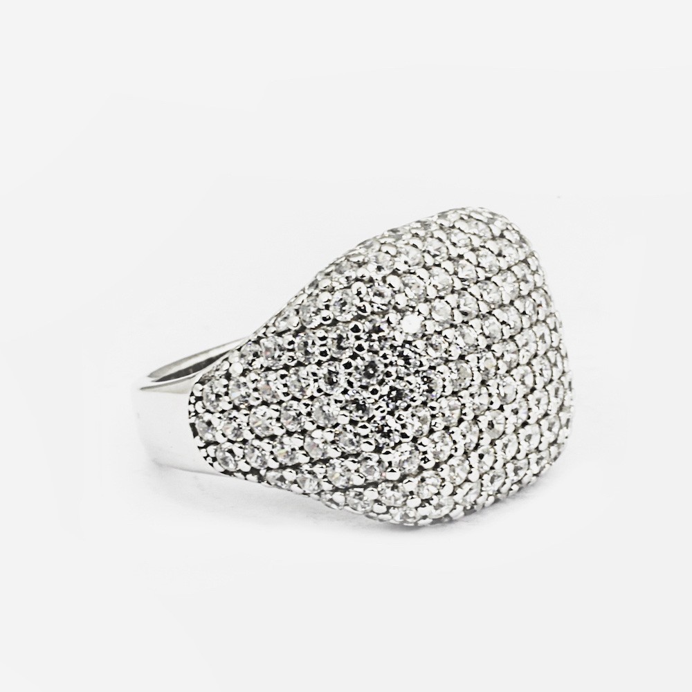  Nove25 shiny rhodium-plated silver square cubic zirconia chevalier - NOVE25