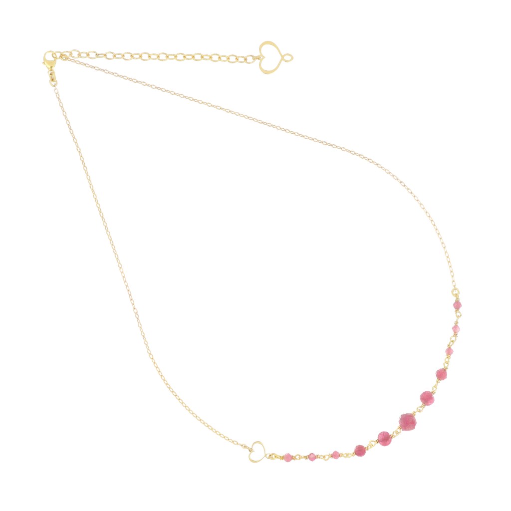 Girocollo onda rosa fatto di pietre rosa e argento