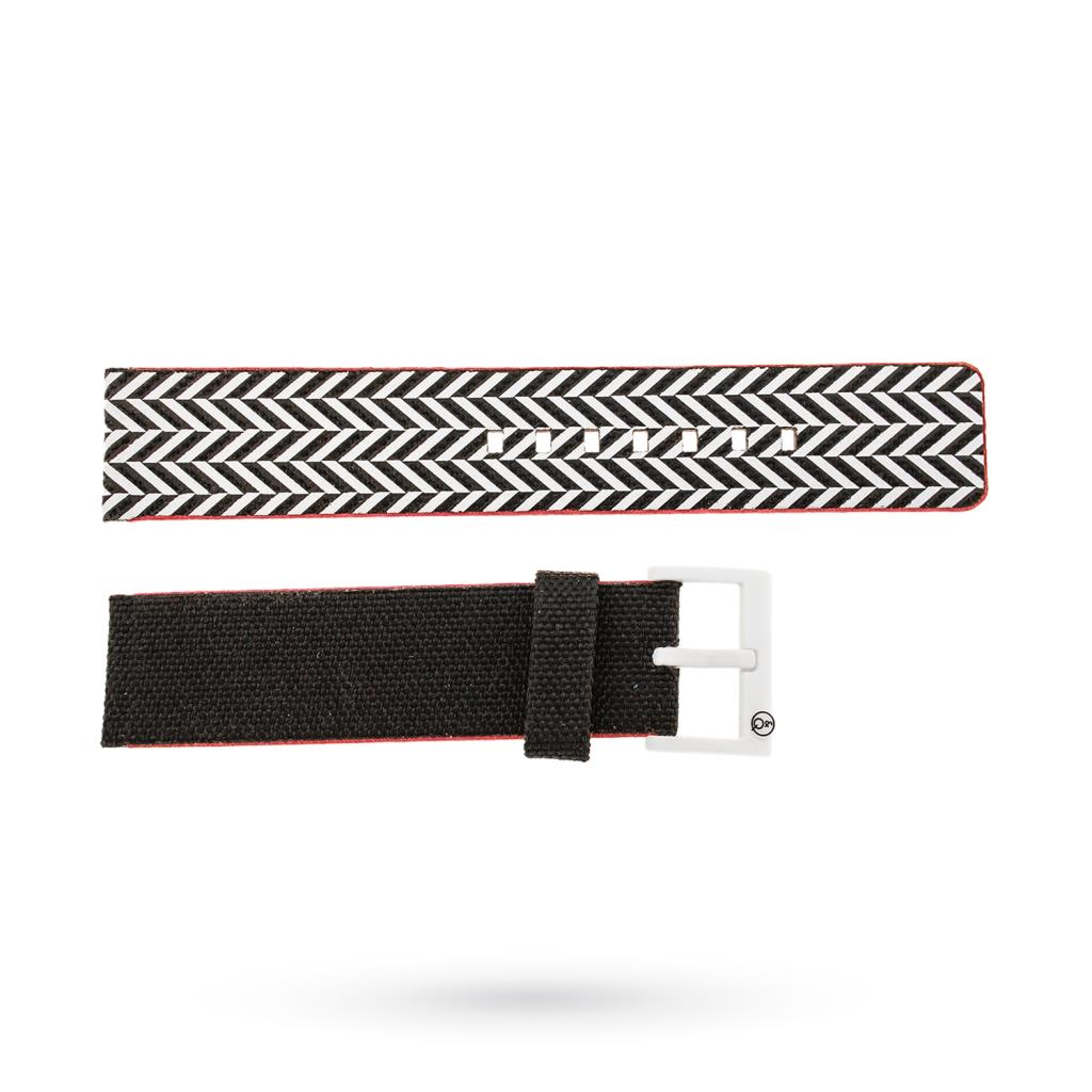 Technical fabric strap with black and white stripes pattern 20mm - LUSSO ITALIANO