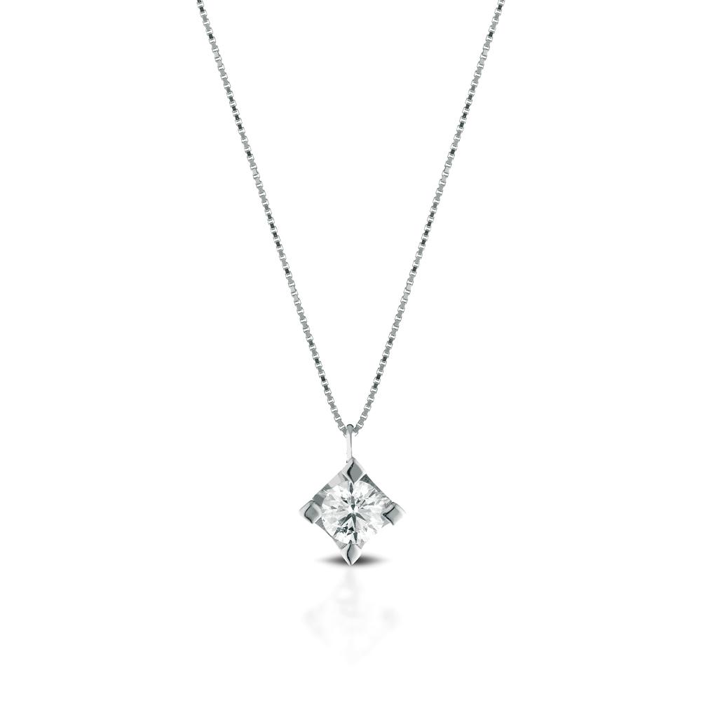Collana punto luce con diamante solitario