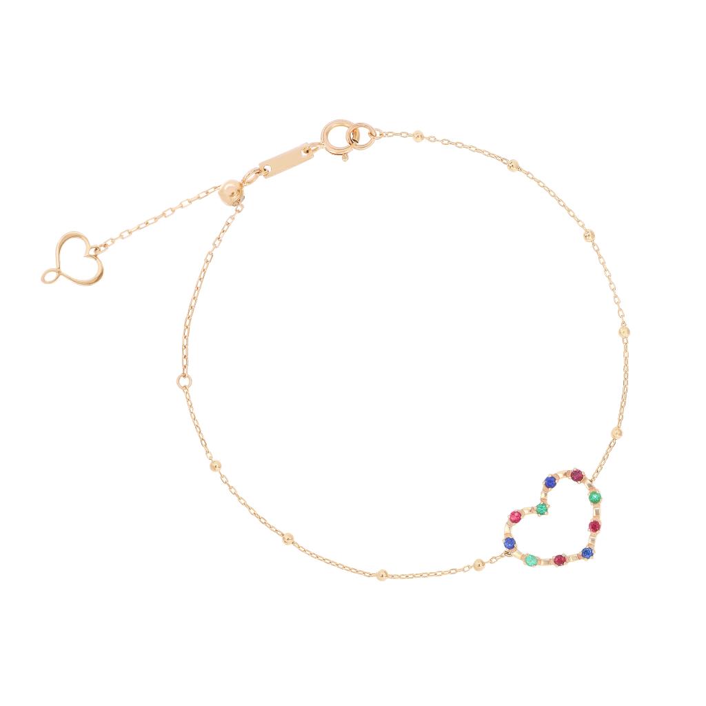 Aurum 18kt rose gold heart bracelet Sapphires, Emeralds, Rubies - MAMAN ET SOPHIE