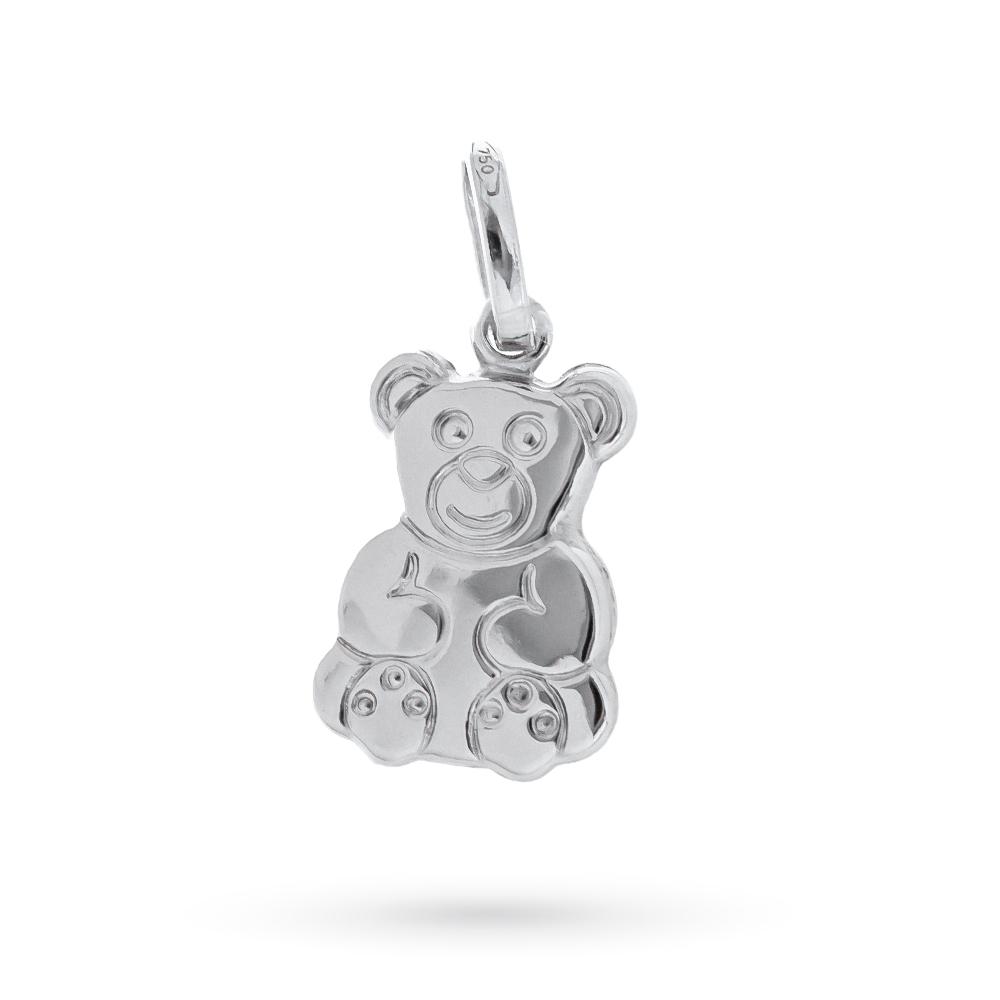 Smooth polished 18kt white gold teddy bear pendant - LUSSO ITALIANO