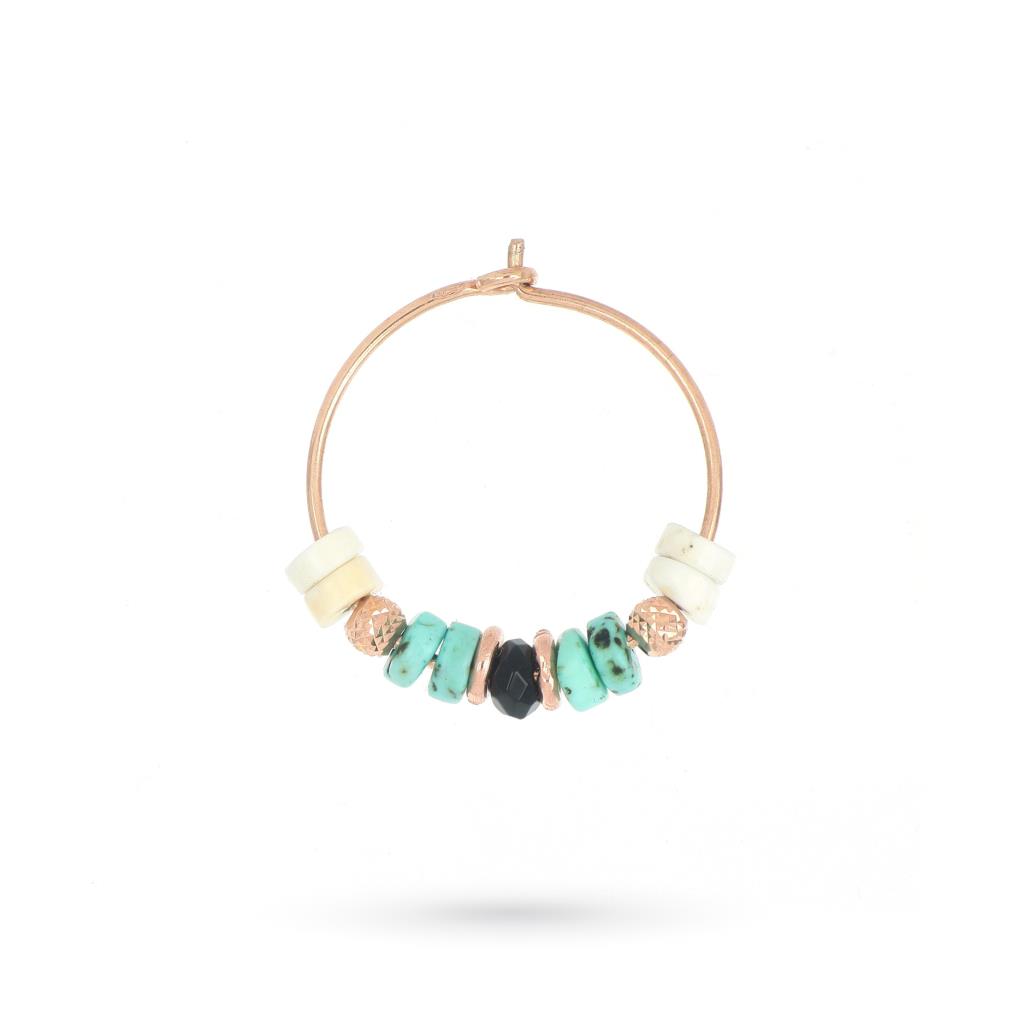 Single hoop earring with colored stones and pink silver - MAMAN ET SOPHIE
