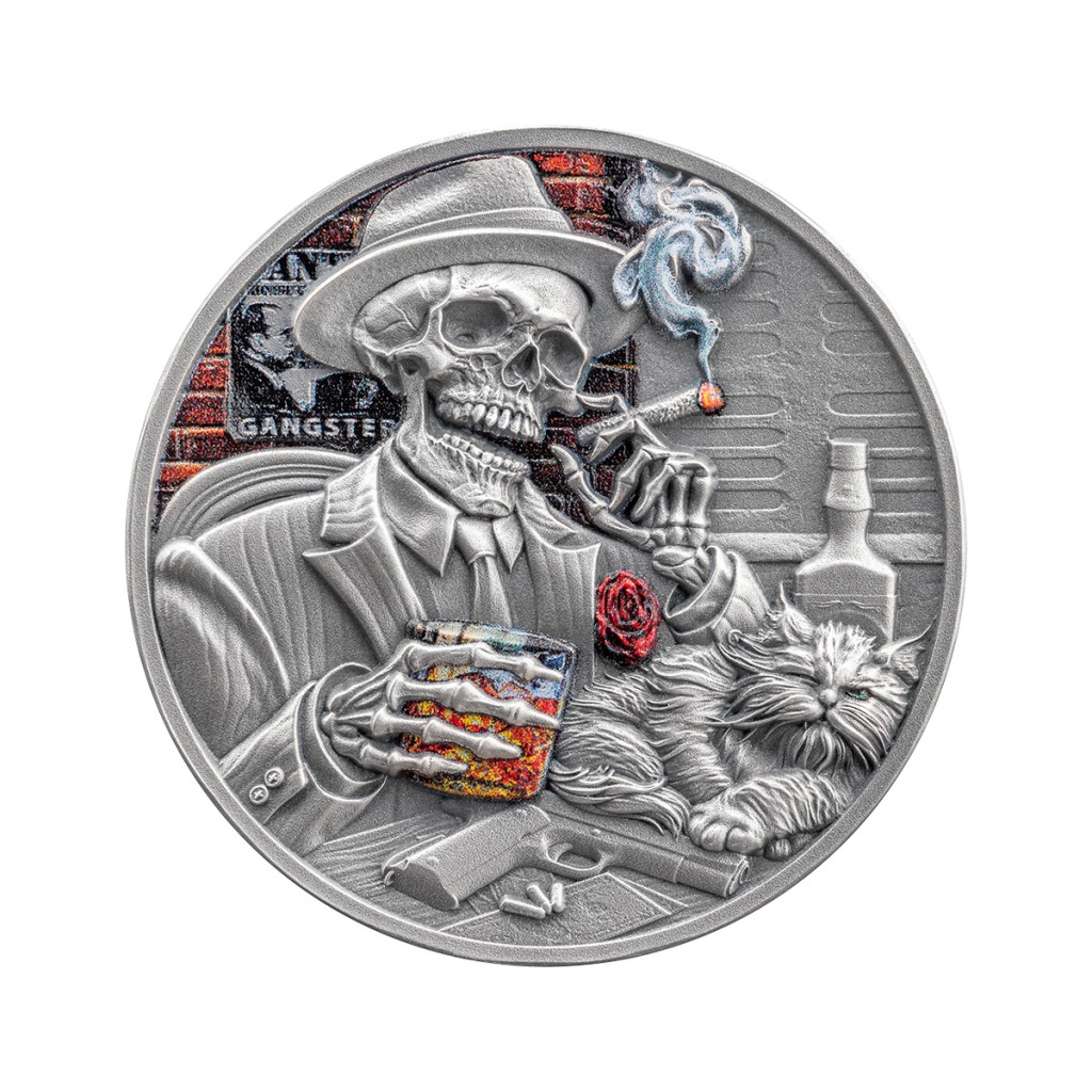 Gangster Memento Mori 1 Oz Argento 5 Cedis Ghana 2025 - TWC TOP WORLD COINS