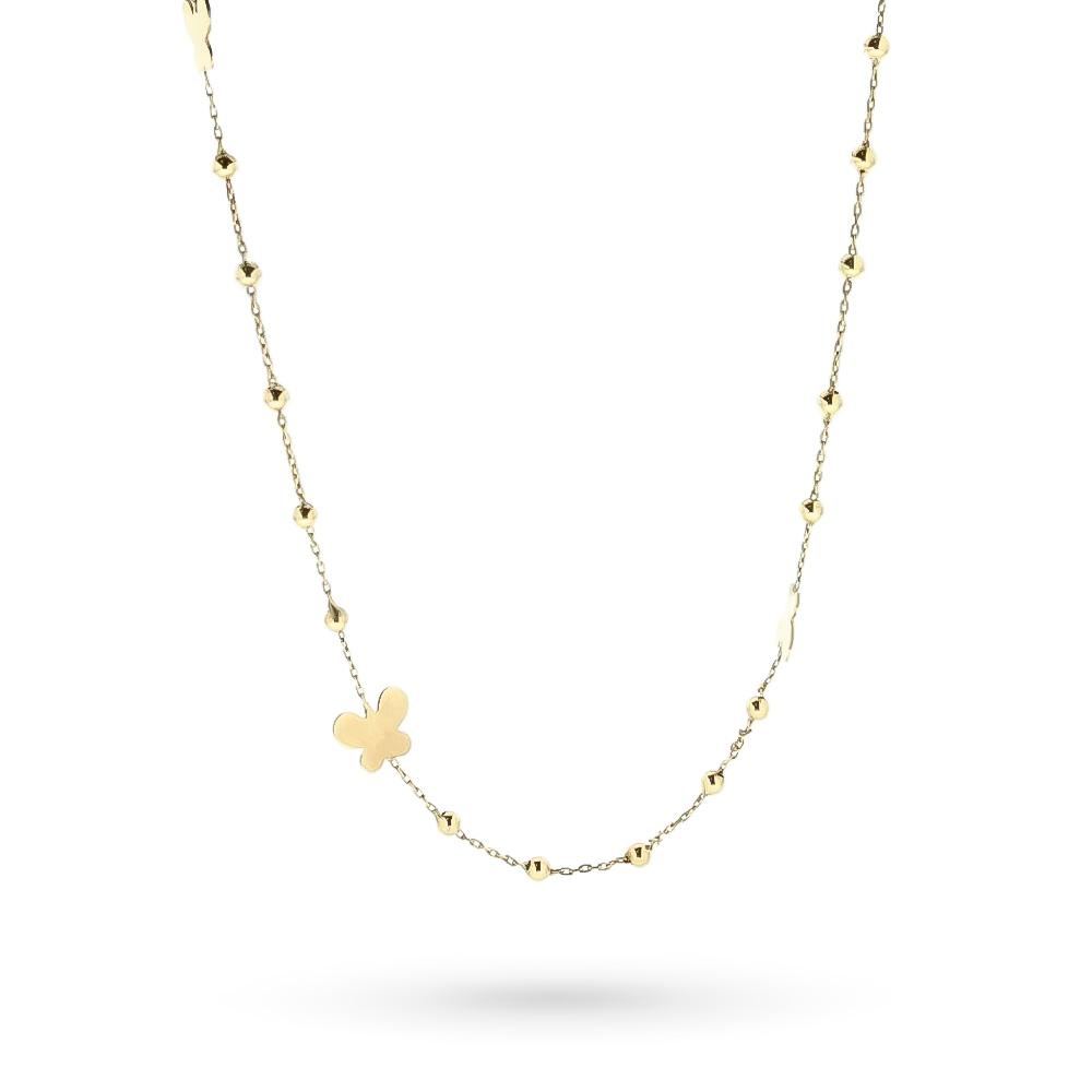 Collana lunga oro giallo 18kt farfalle pallini 68cm - LUSSO ITALIANO