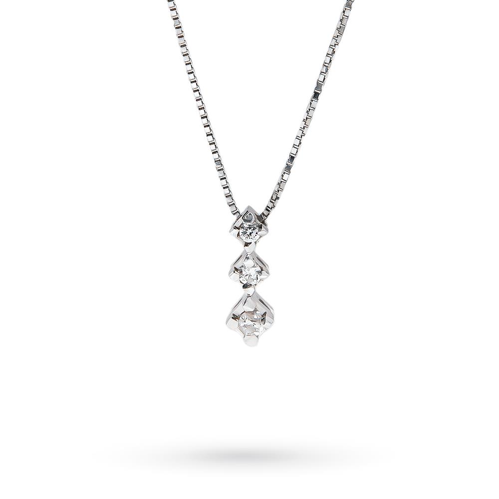 Girocollo oro bianco catena veneziana 41cm trilogy diamanti - LUSSO ITALIANO