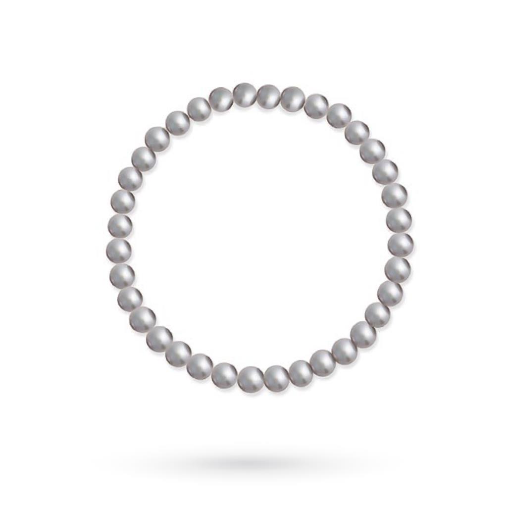 Bracciale elastico perle diametro 5,5-6  mm grigie - LELUNE