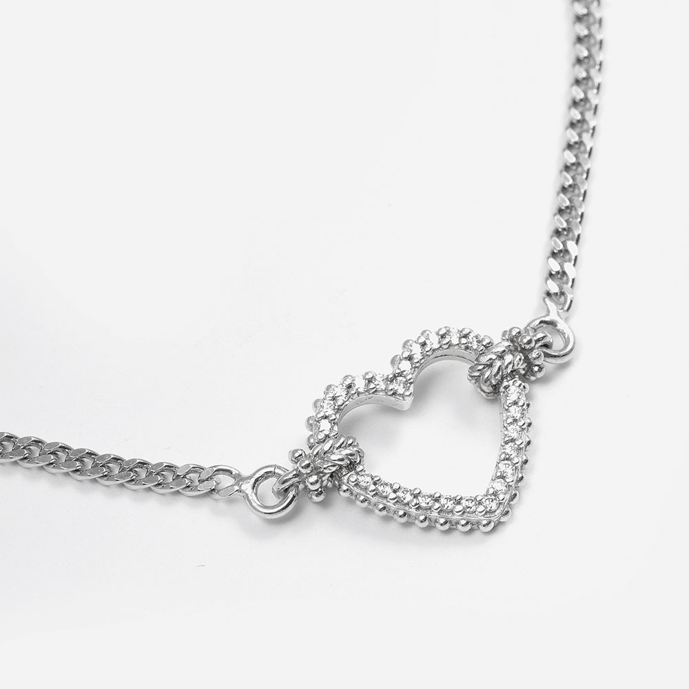  Nove25 shiny rhodium-plated silver tight love bracelet - NOVE25