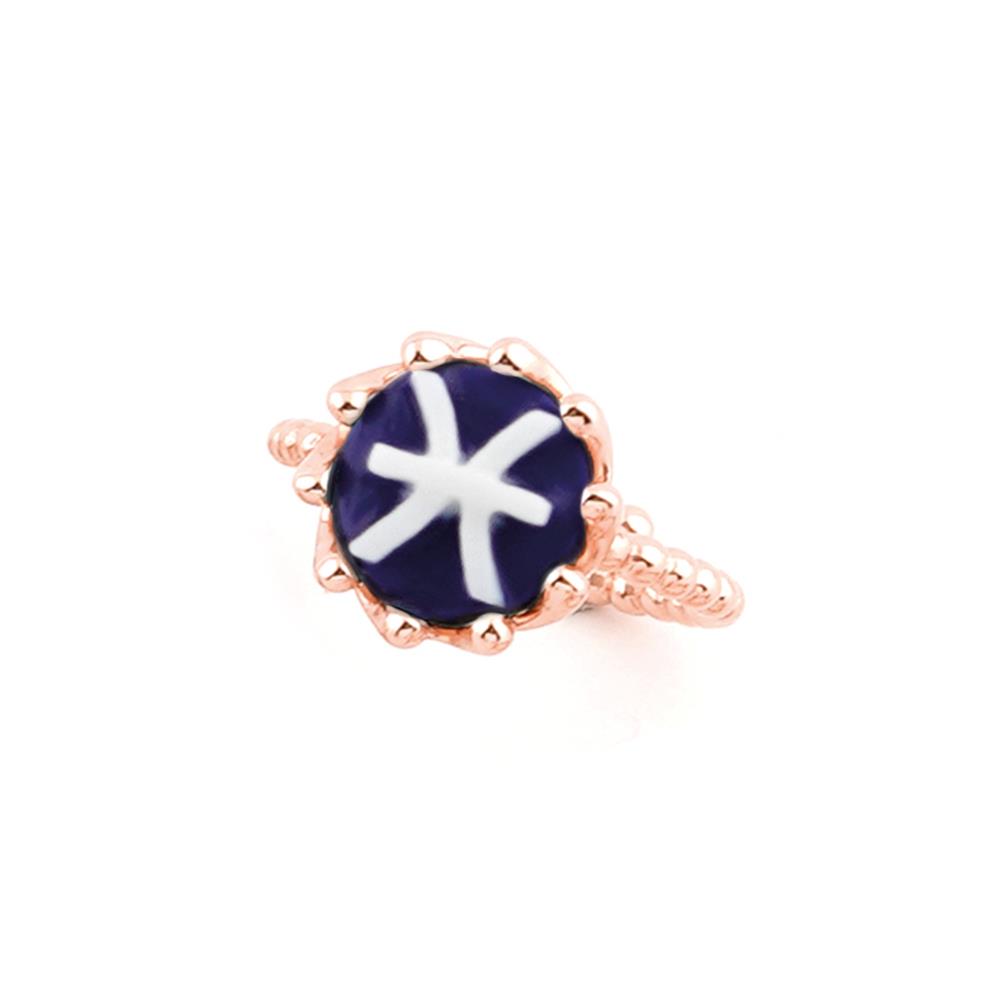 Pisces zodiac ring 925 silver blue cameo 10mm - CAMEO ITALIANO