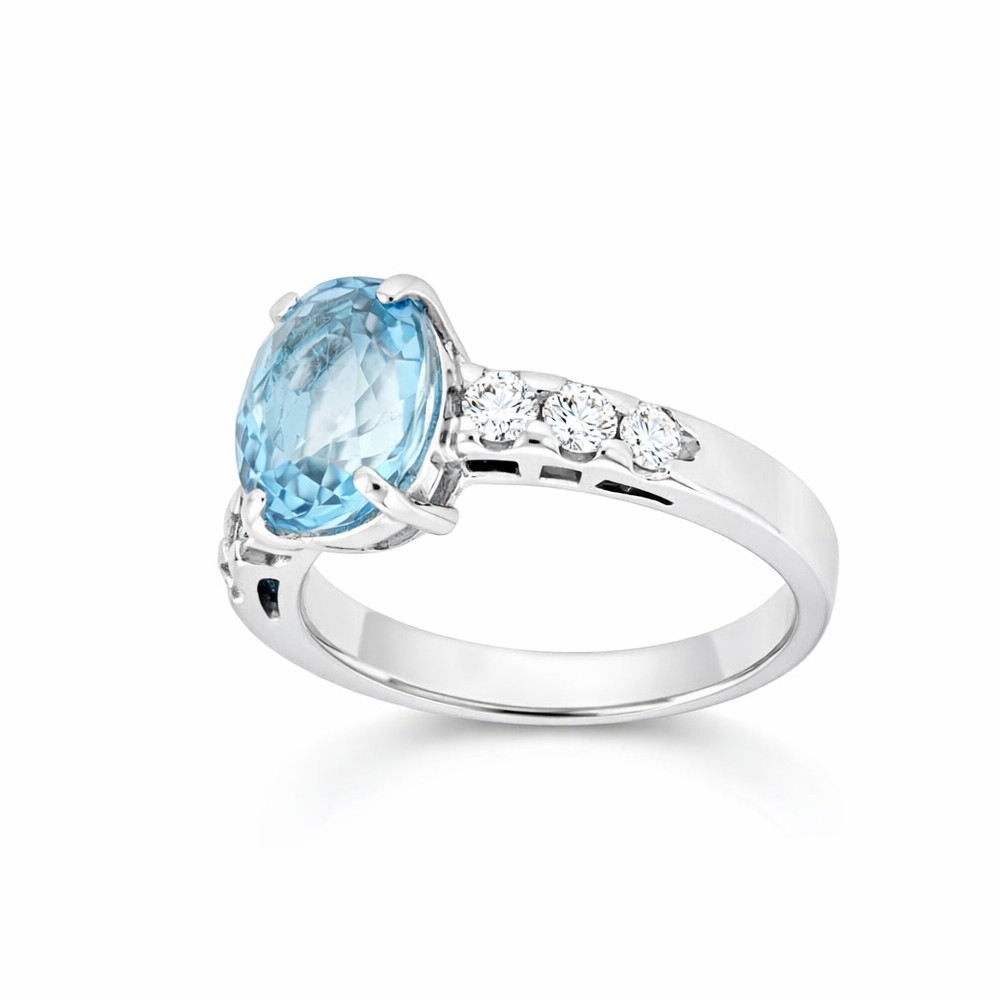 3.20 ct oval aquamarine ring with 0.46 ct diamonds - LUSSO ITALIANO