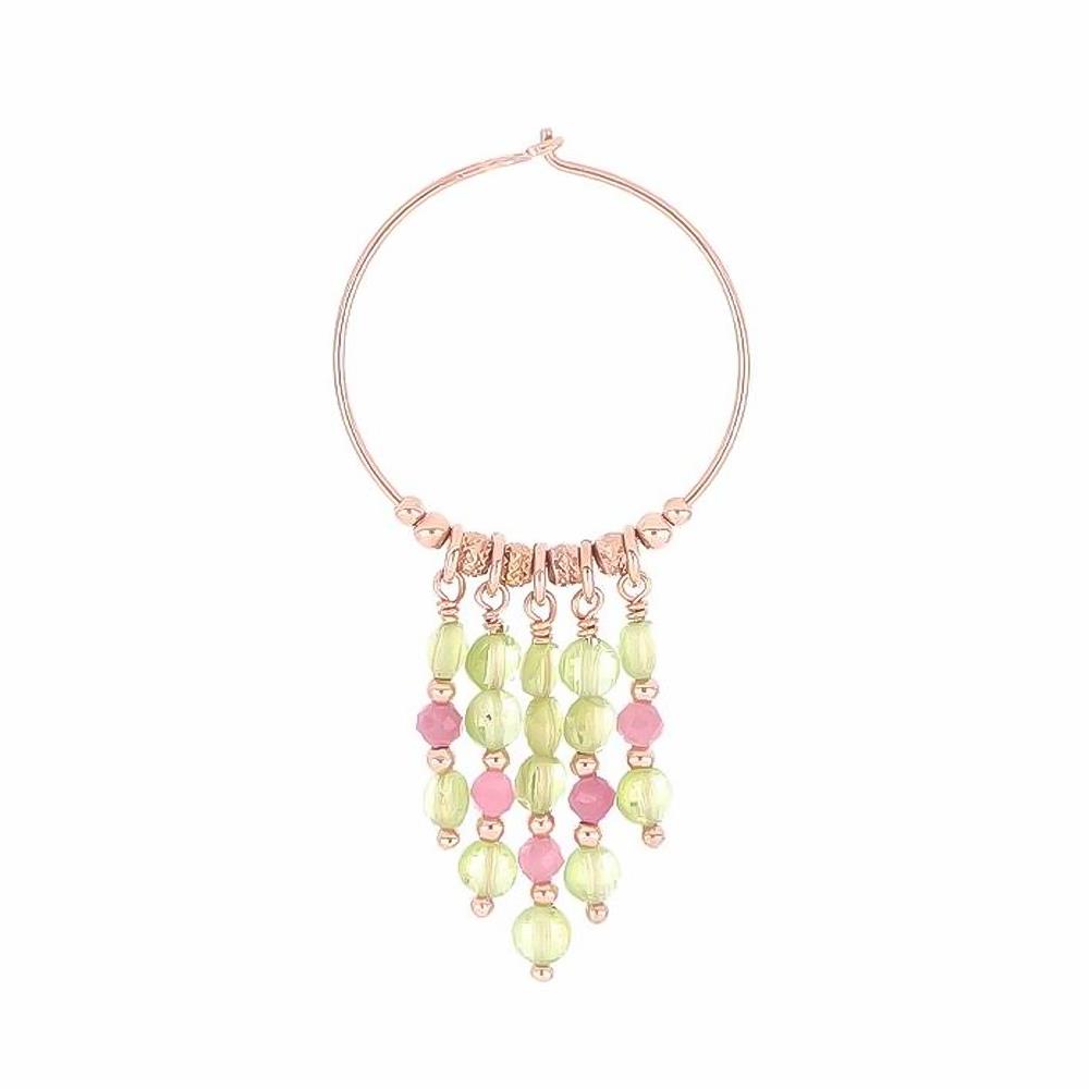Orecchino singolo Decò con peridoto, tormalina rosa e sfere in argento 925 placcato oro rosa Maman et Sophie