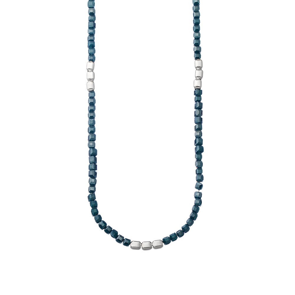 Collana con cristalli blu ed elementi in argento