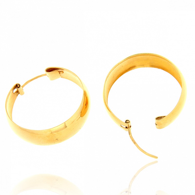  18kt yellow gold earrings with big polished circle - CICALA