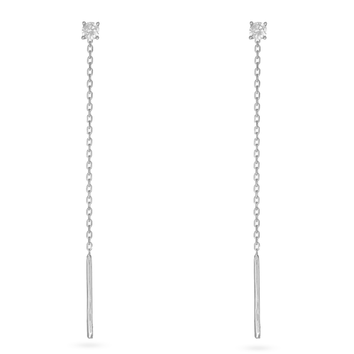  Dangle earrings with a 58mm long white zirconia and a rolo chain. - LUSSO ITALIANO