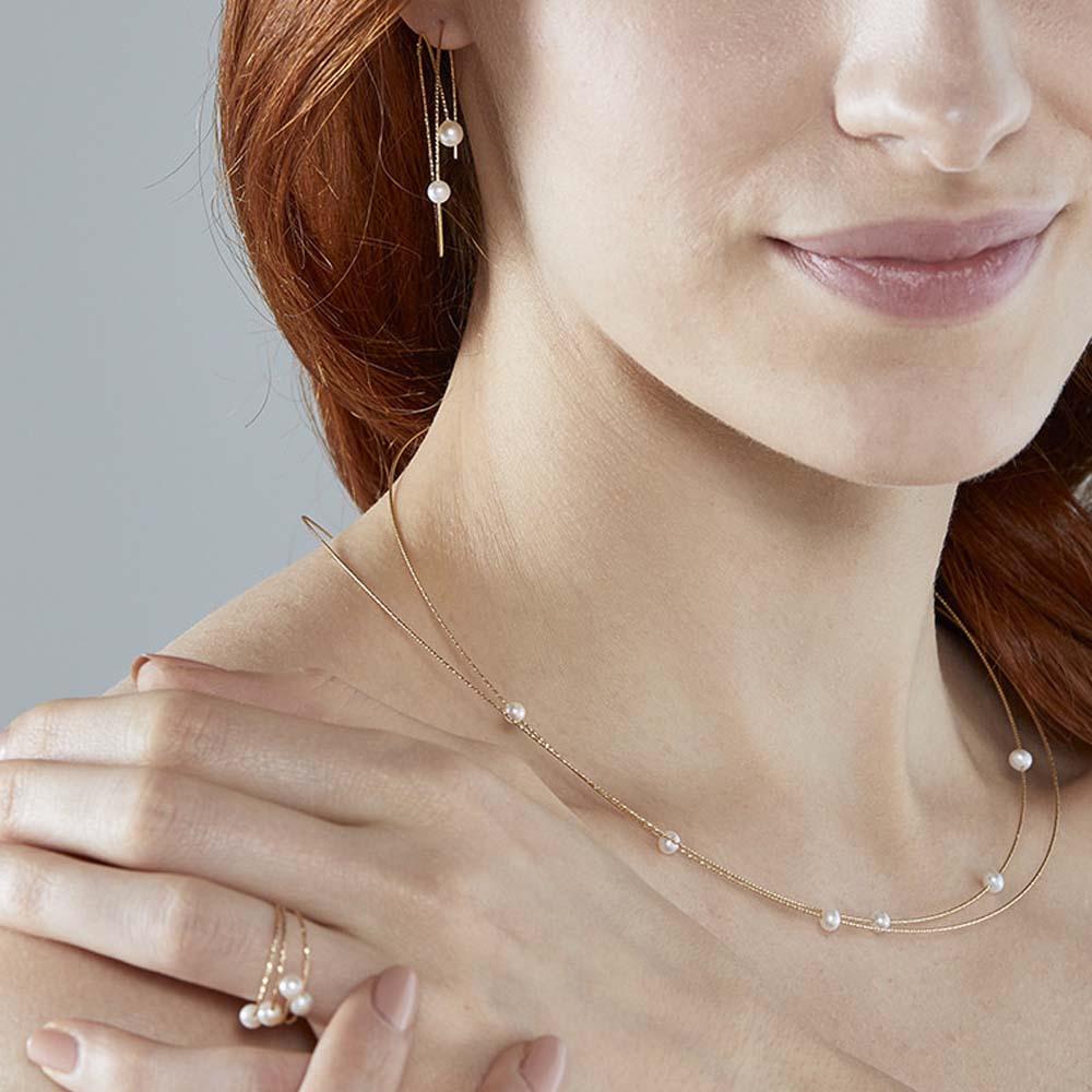  Yellow Gold Wire Ring 4 &Oslash; 4mm Pearls MagicWire Size 10 ITA - MAGICWIRE