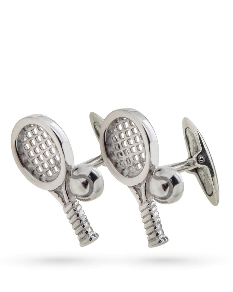 Gemelli camicia argento con racchetta da tennis e pallina - LUSSO ITALIANO