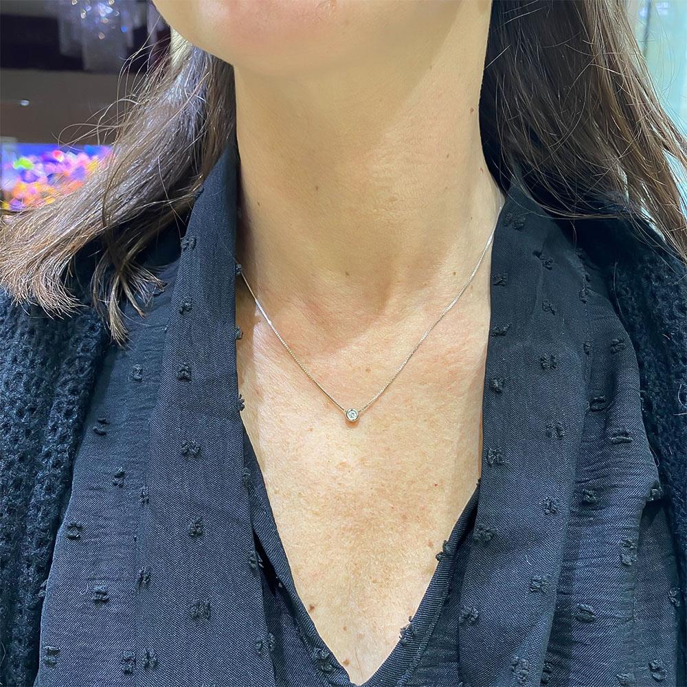  White gold solitaire necklace with 0.07ct diamond - LUSSO ITALIANO