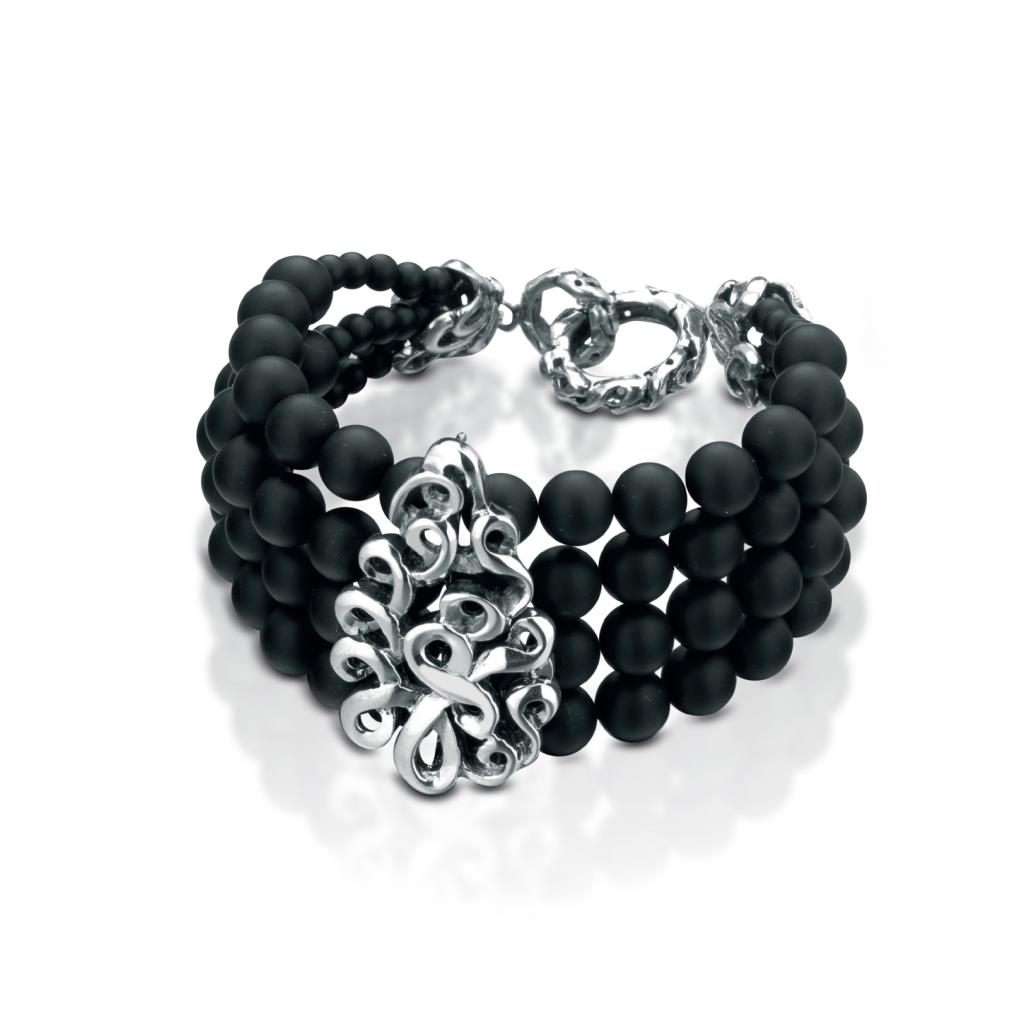 Bracciale con fili di onice in argento 925 - MARESCA OFFICINE ORAFE