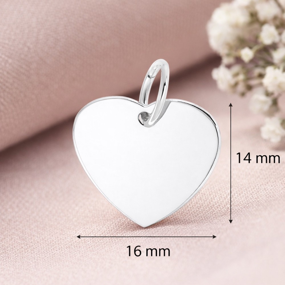 Ciondolo cuore lastra oro bianco 16x14 mm - LUSSO ITALIANO