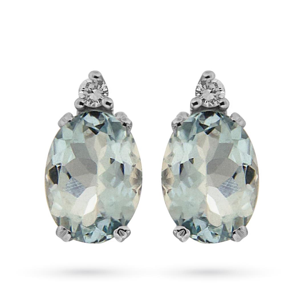 18kt white gold earrings with 2,15ct aquamarine and diamond 0,04ct  - CICALA