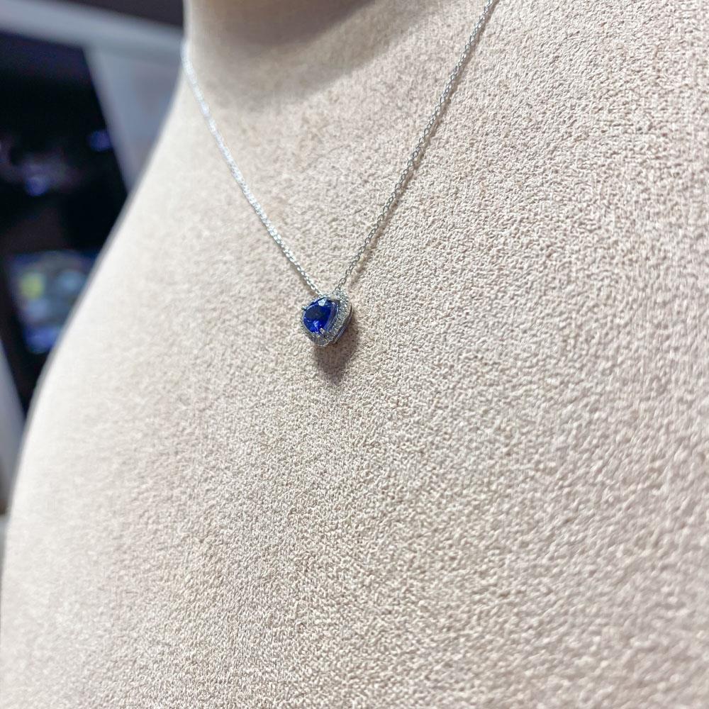  Girocollo oro bianco zaffiro cuore 0,43ct diamanti 0,07ct Mirco Visconti - MIRCO VISCONTI