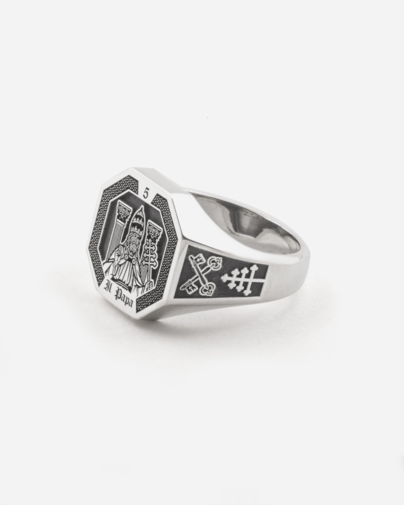  Ring The Pope Tarot Card in 925 silver - 